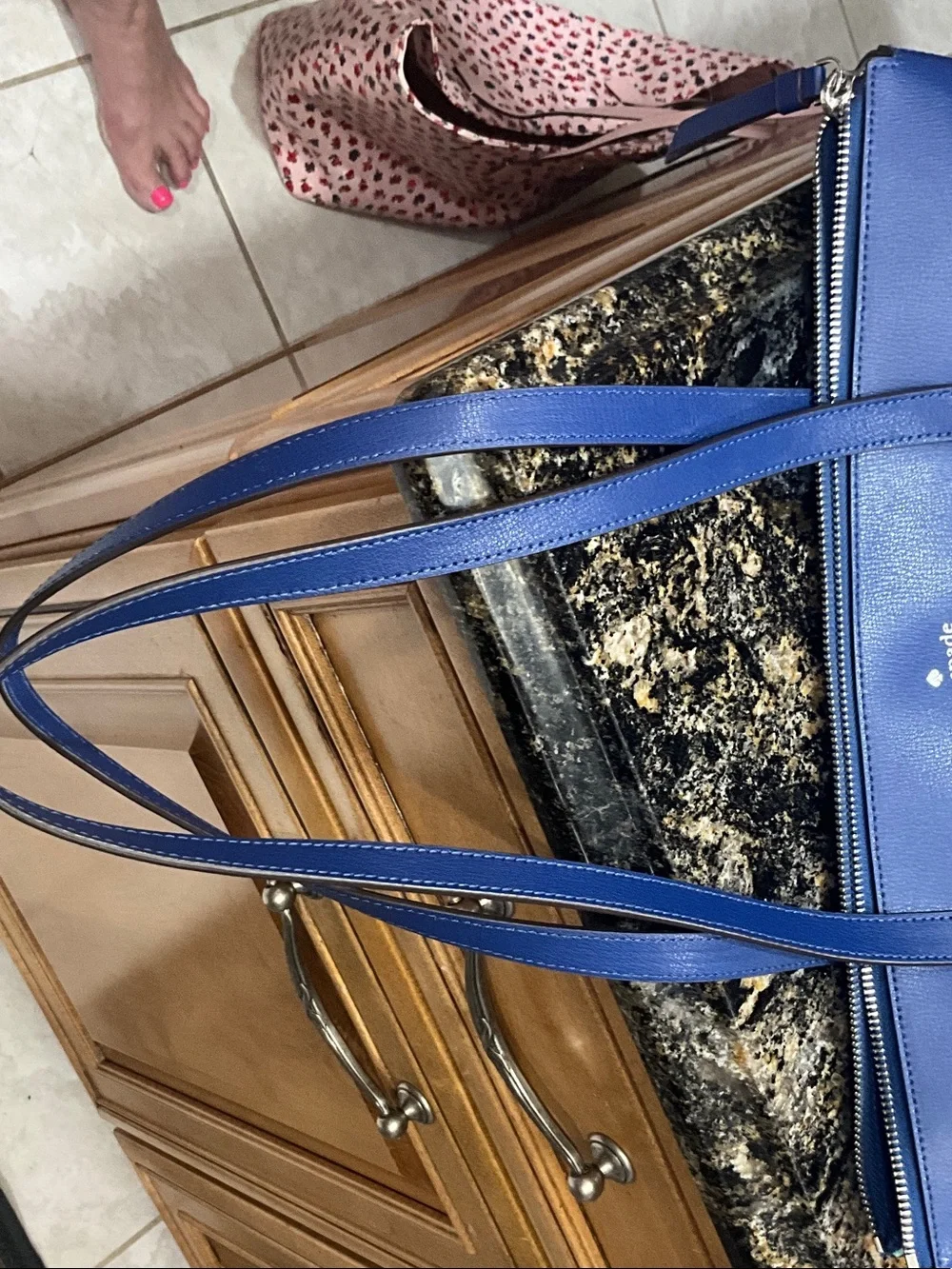 kate spade cobalt blue leather tote